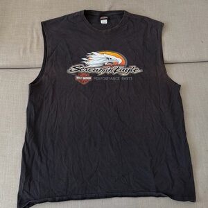 Harley Davidson Screamin Eagle Sleeveless T Shirt 2007 Lathrop CA Biker Vintage